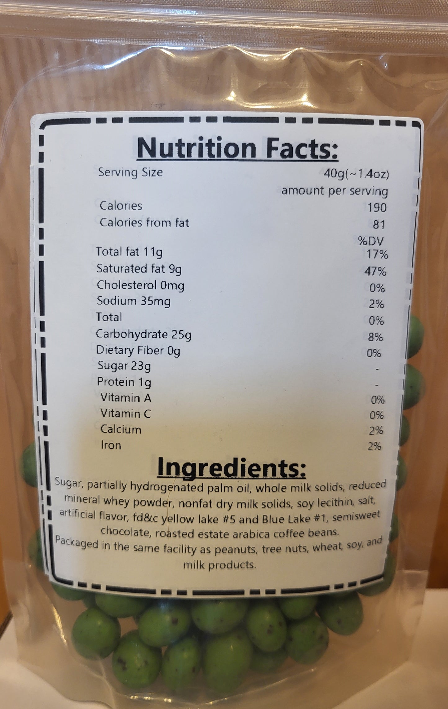 Mint Chocolate Covered Espresso Beans, 8 ounce package